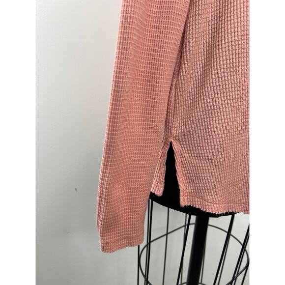 Anthropologie T.La Pink Nadia Cut Out Thermal Waffle Knit Tunic Top Size M - Picture 4 of 9